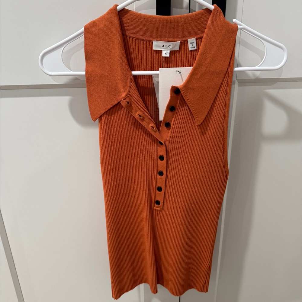 A.L.C. Women's Orange Sleeveless Top